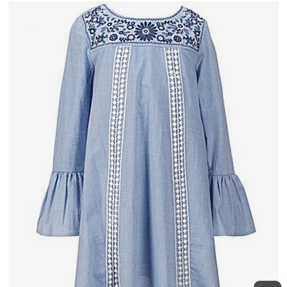 Copper Key Bell sleeve Chambray dress - Picture 1 of 4